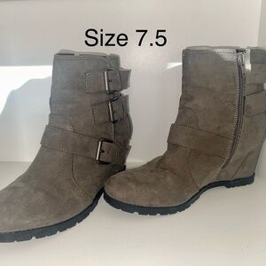 Stylish Gray Ankle Wedge Boots